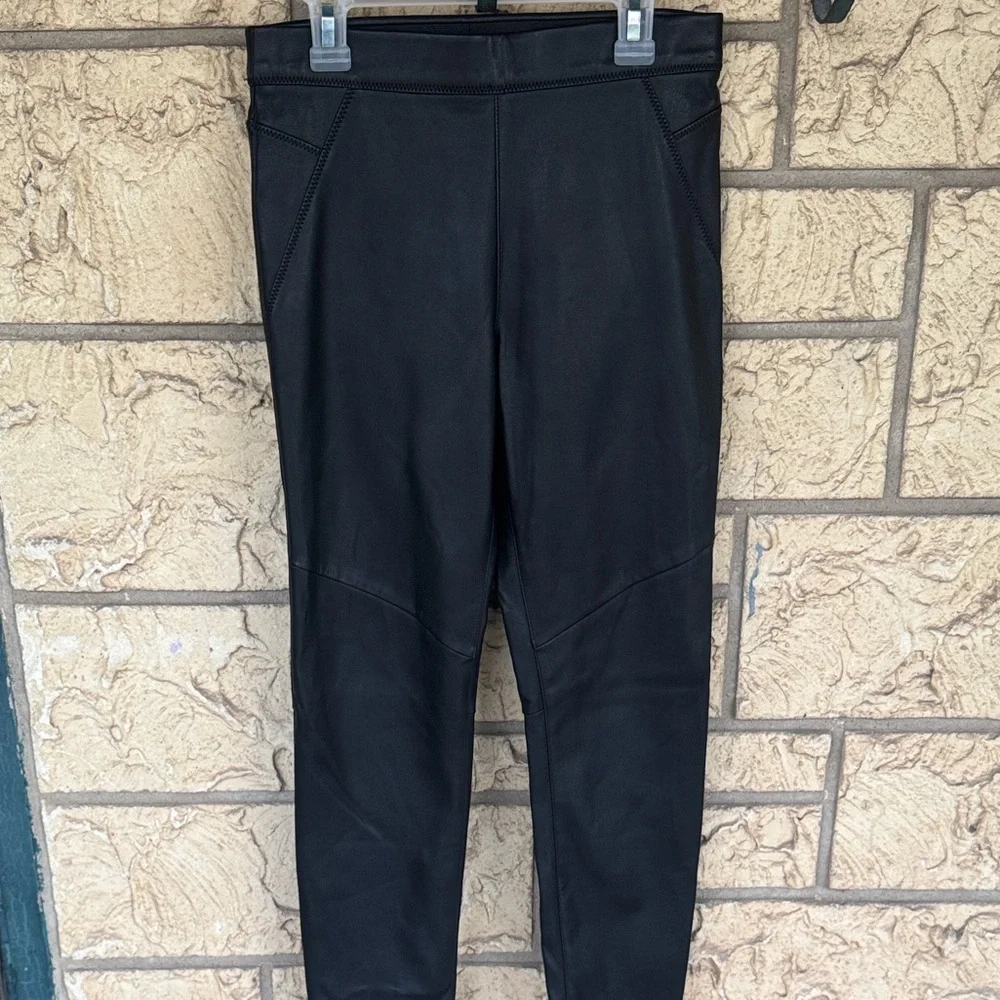 Free People Vegan Faux Leather Skinny Pants Size 25 Black